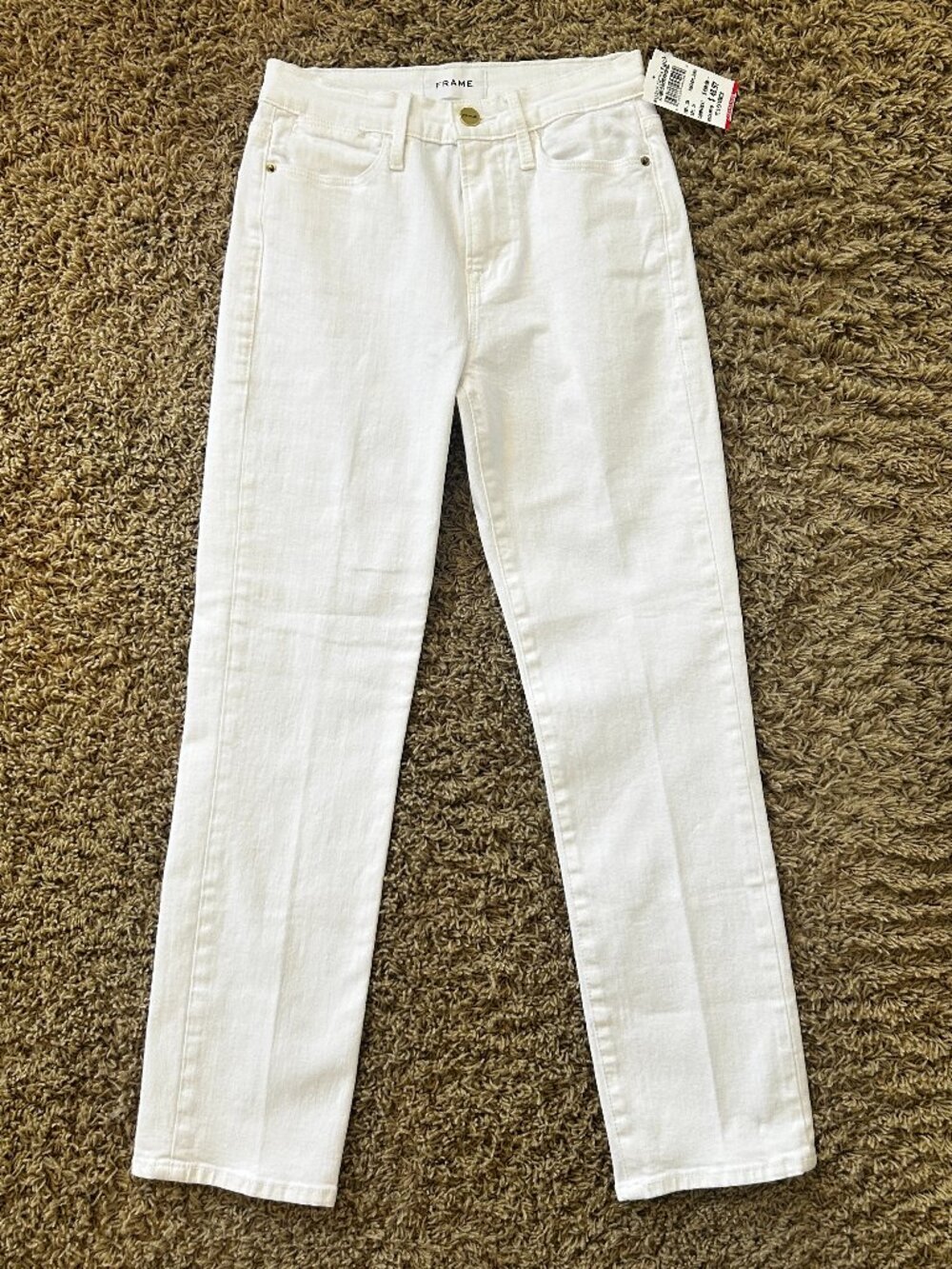 NWT FRAME Le High Straight Blanc White Jeans Size 24 High Rise Straight